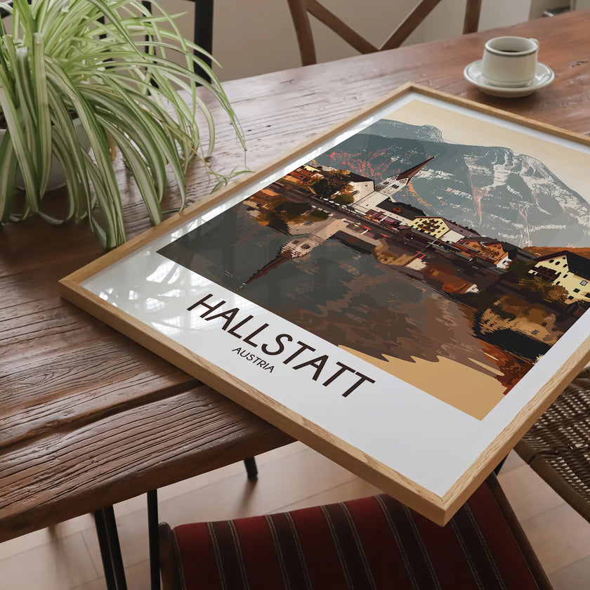 Hallstatt Retro Travel Illustration