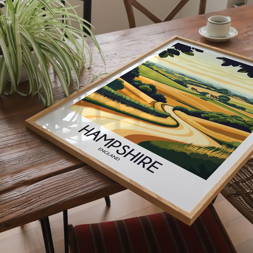 Hampshire Retro Travel Illustration