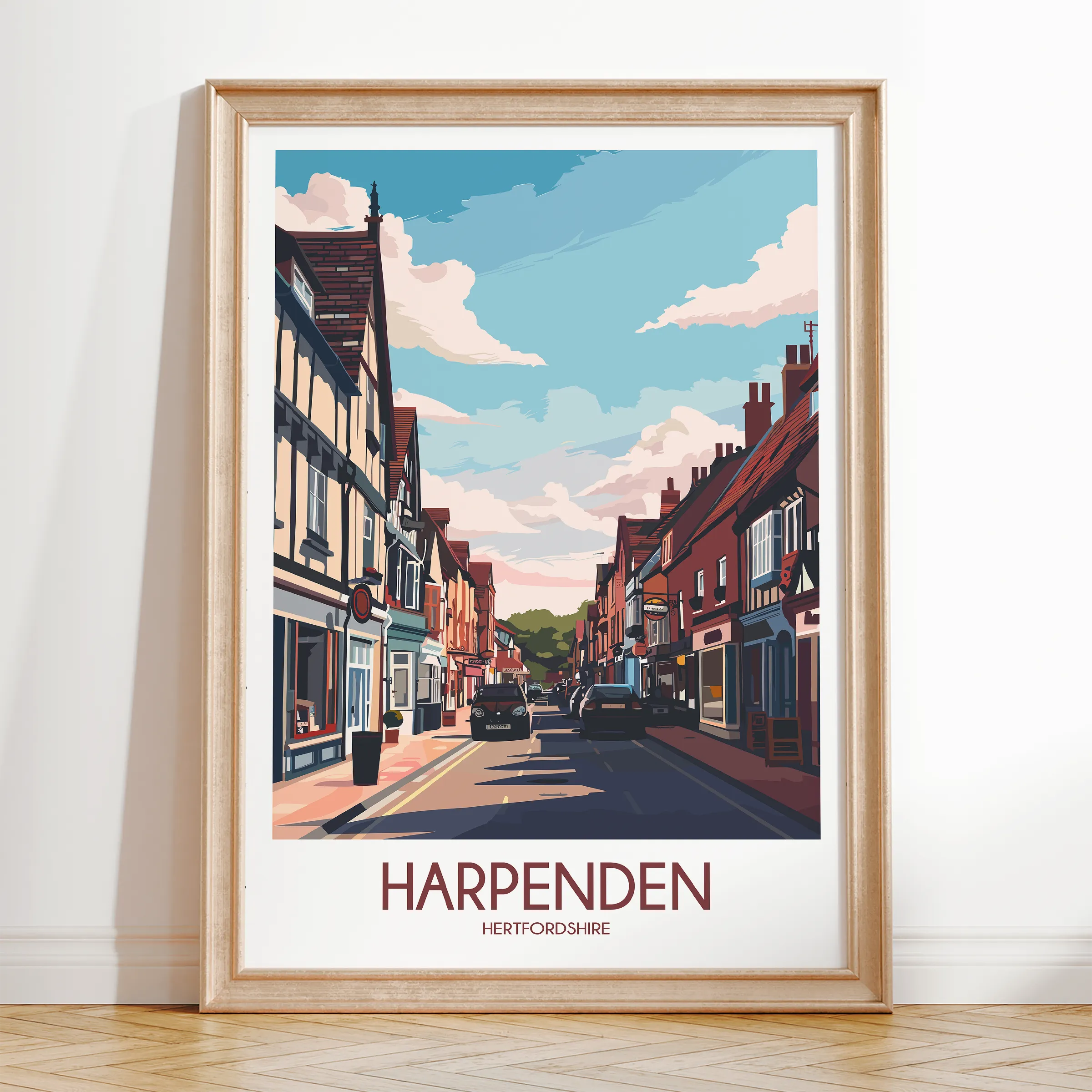 Harpenden Retro Travel Illustration