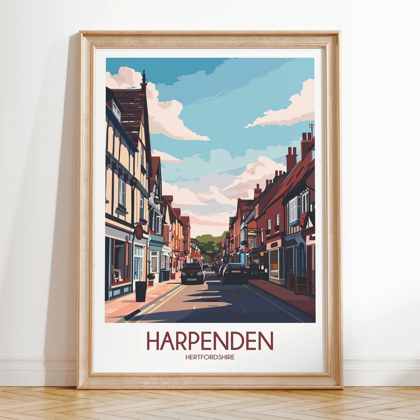 Harpenden Retro Travel Illustration