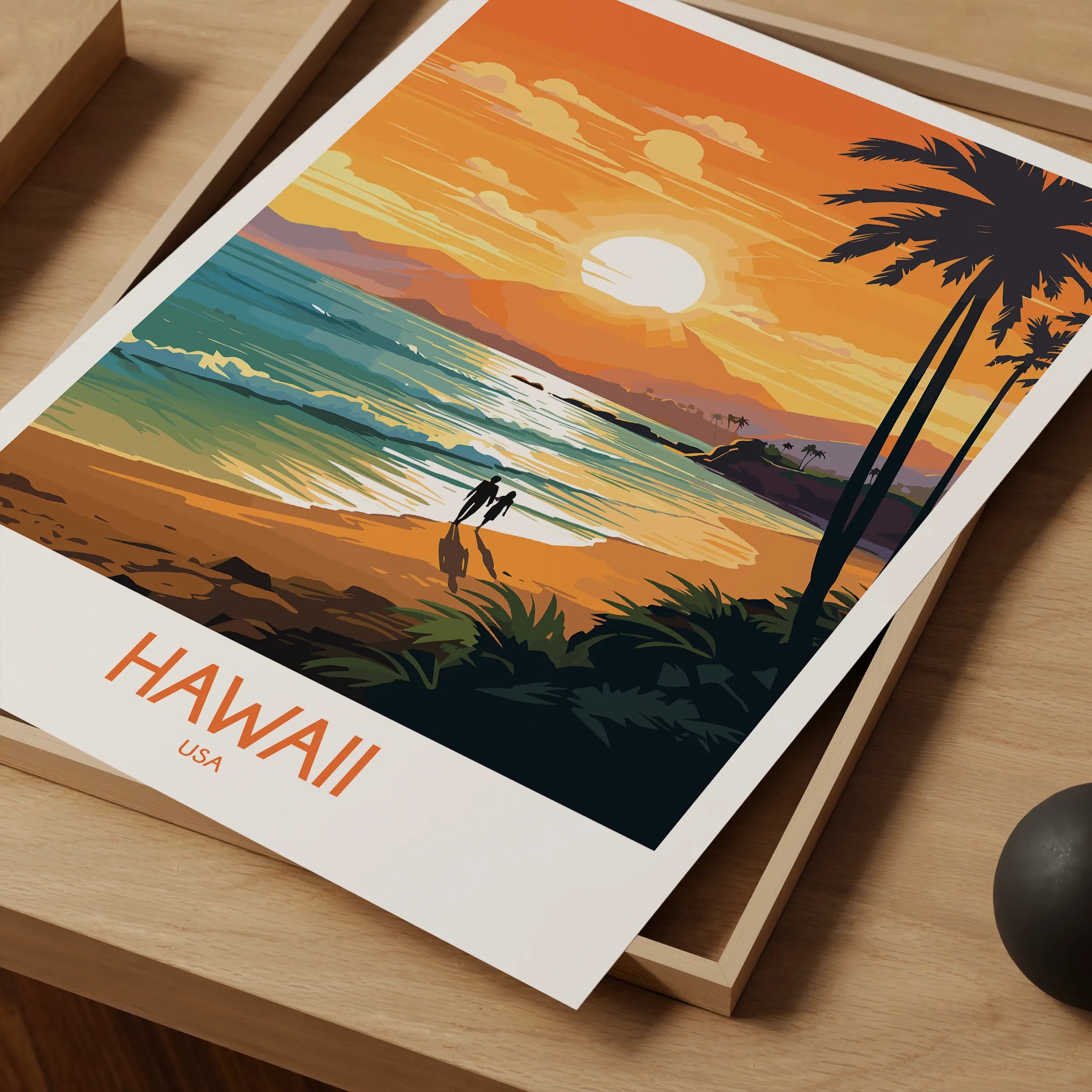 Hawaii Retro Travel Illustration