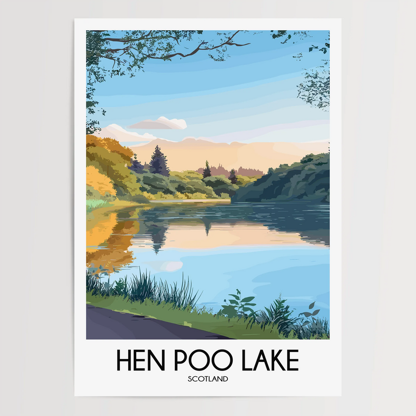 Hen Poo Lake Modern Travel Poster