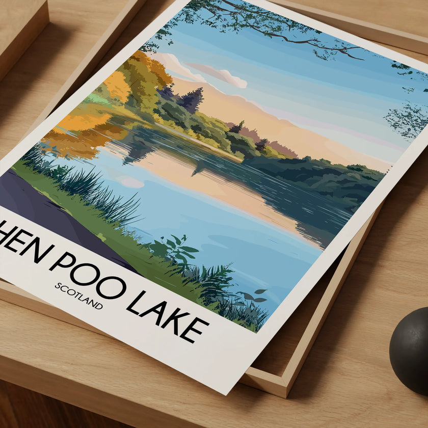 Hen Poo Lake Vintage Style Print