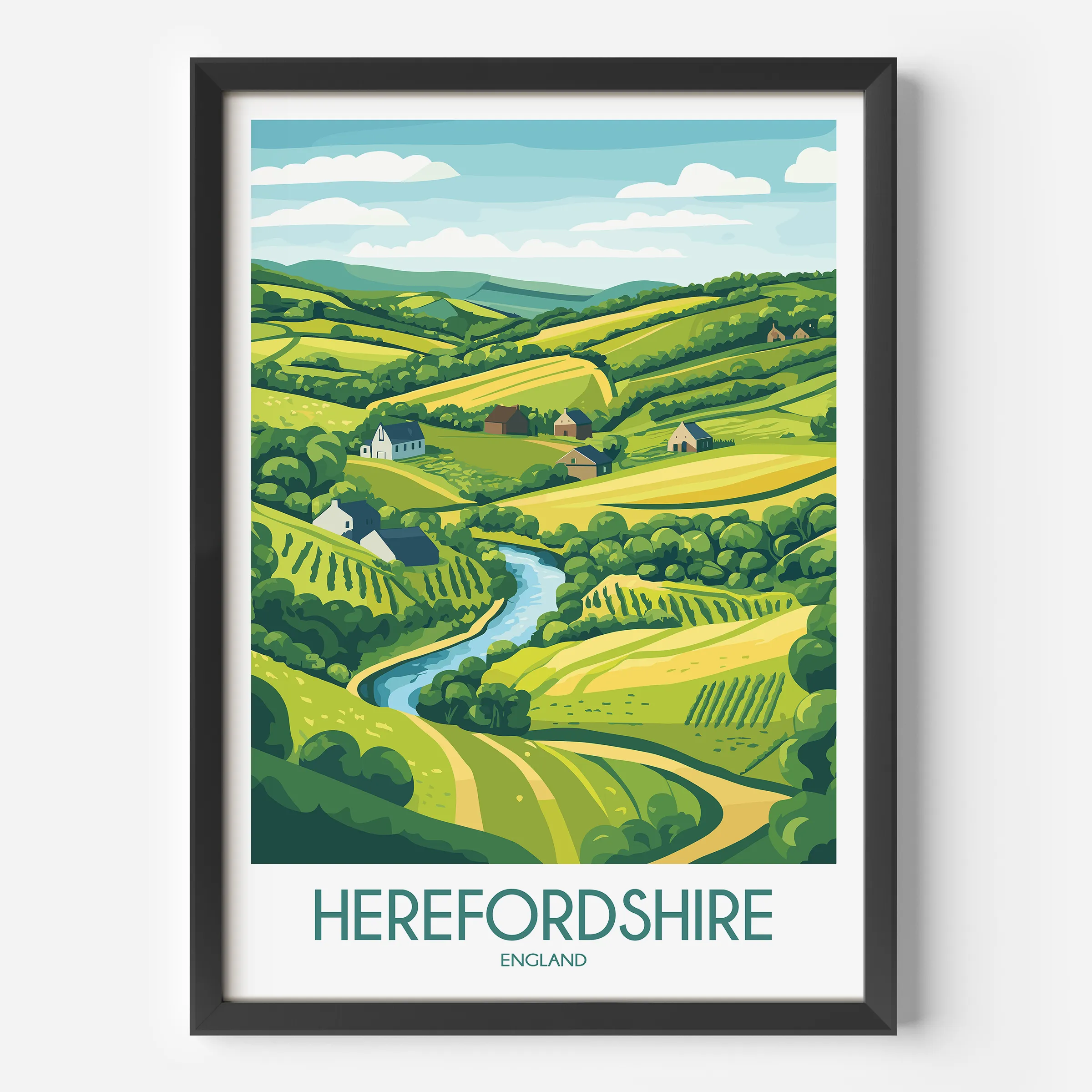 Herefordshire Retro Travel Illustration