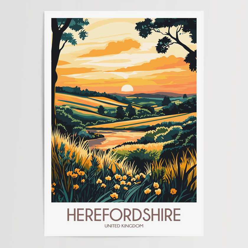 Herefordshire Vintage Style Print