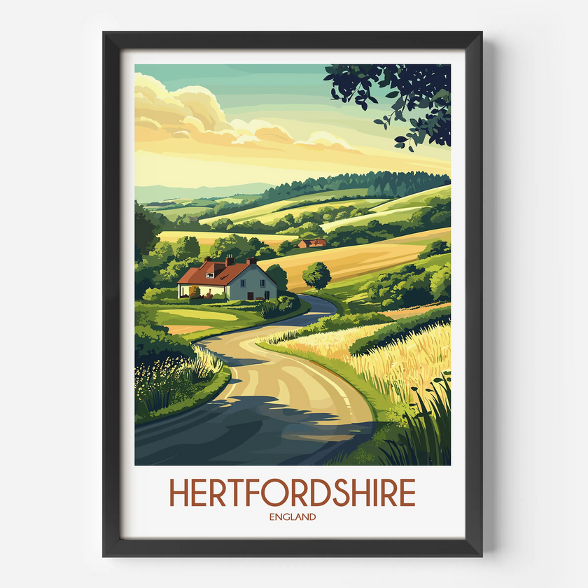 Hertfordshire Modern Travel Poster