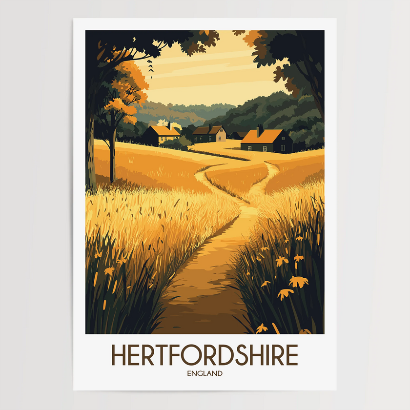 Hertfordshire Retro Travel Illustration