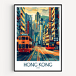 Hong Kong Retro Travel Illustration