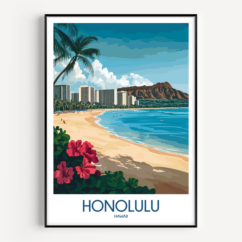 Honolulu Modern Travel Poster
