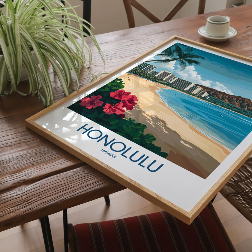 Honolulu Retro Travel Illustration