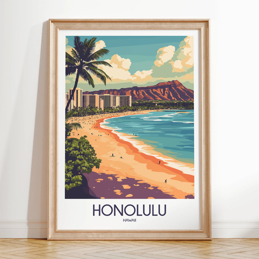 Honolulu Vintage Style Print