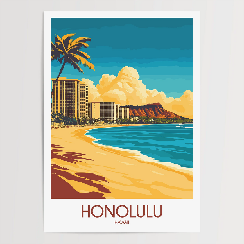 Honolulu Vintage Style Print