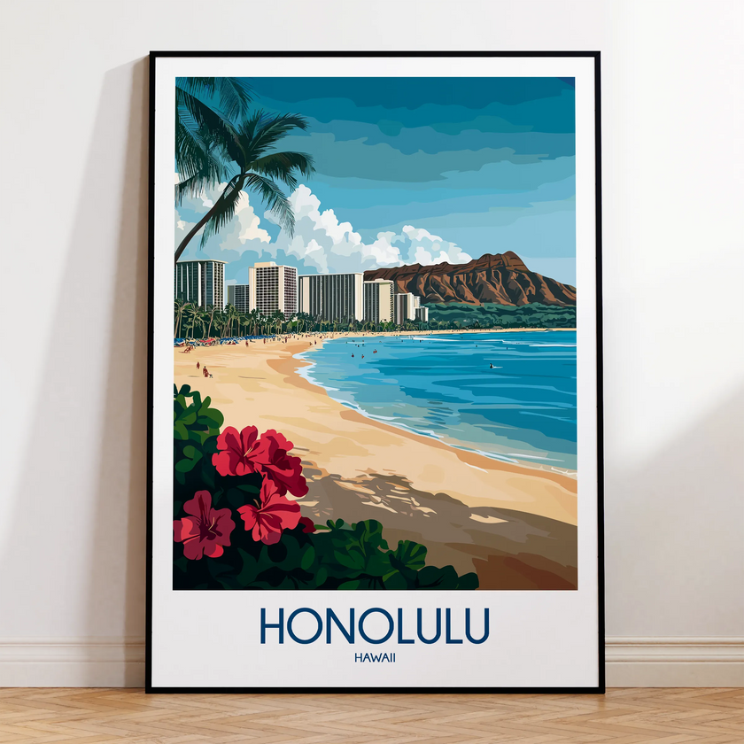 Honolulu Vintage Style Print