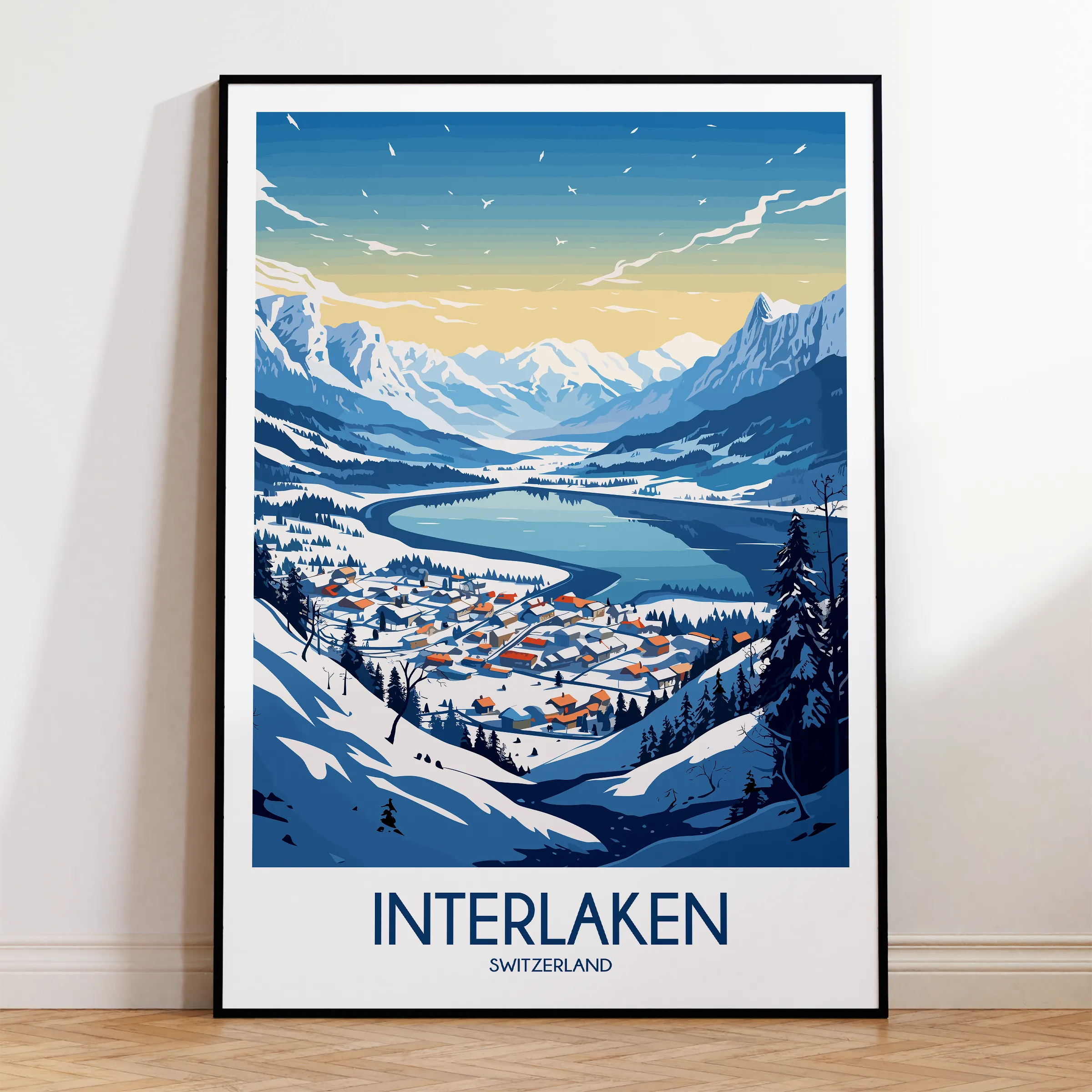 Interlaken Retro Travel Illustration