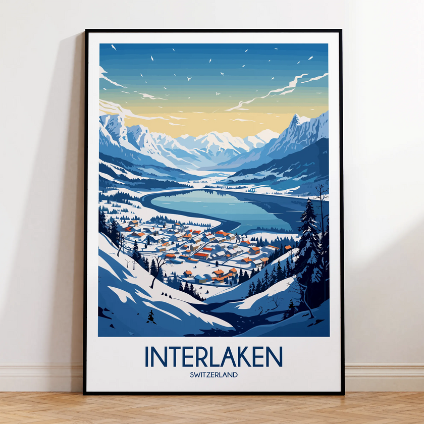 Interlaken Retro Travel Illustration