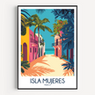 Isla Mujeres Retro Travel Illustration