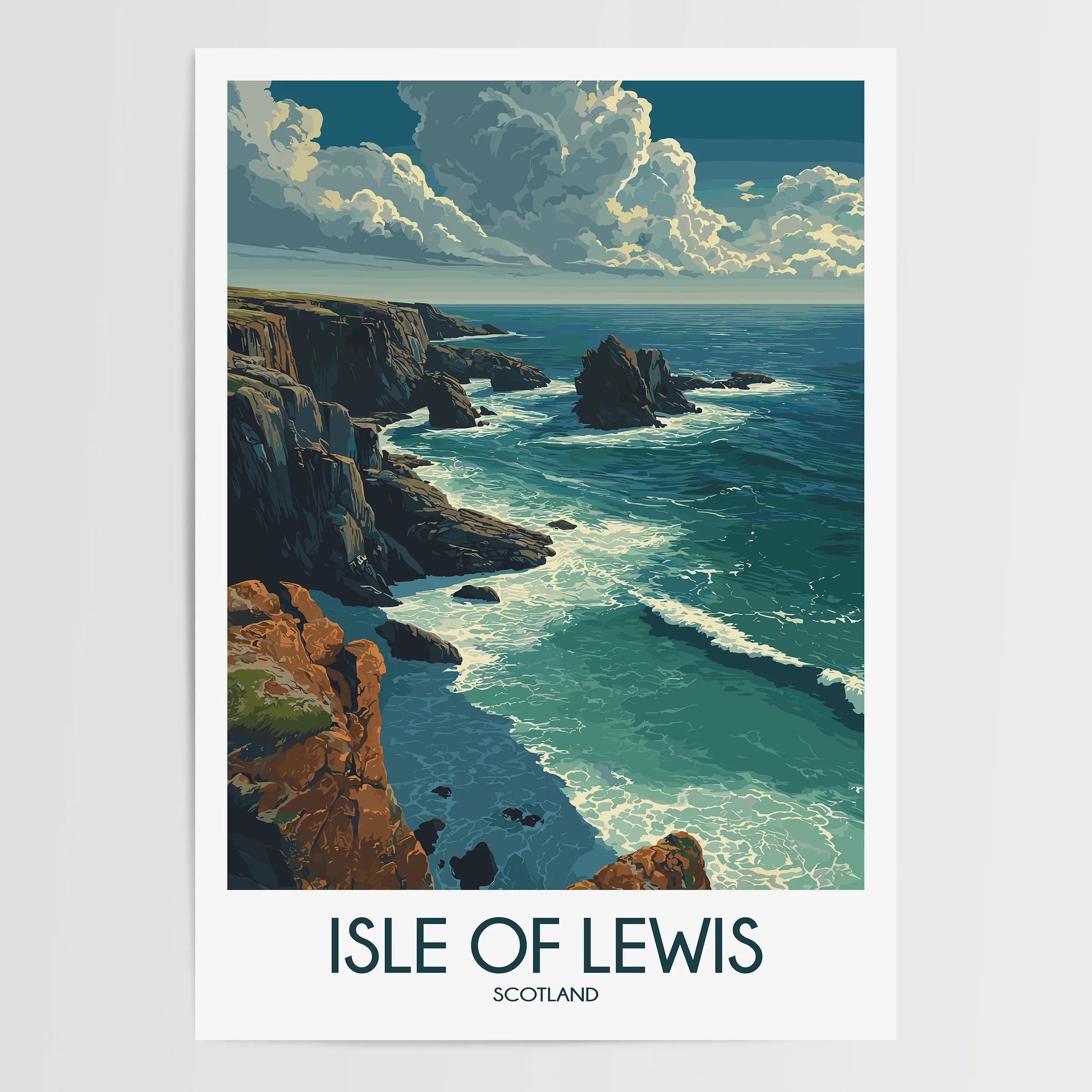 Isle Of Lewis Retro Travel Illustration