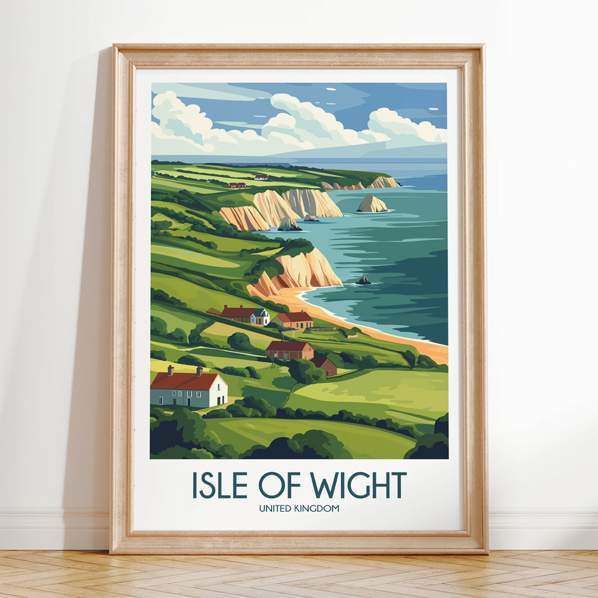 Isle Of Wight Retro Travel Illustration