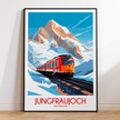 Jungfraujoch Retro Travel Illustration