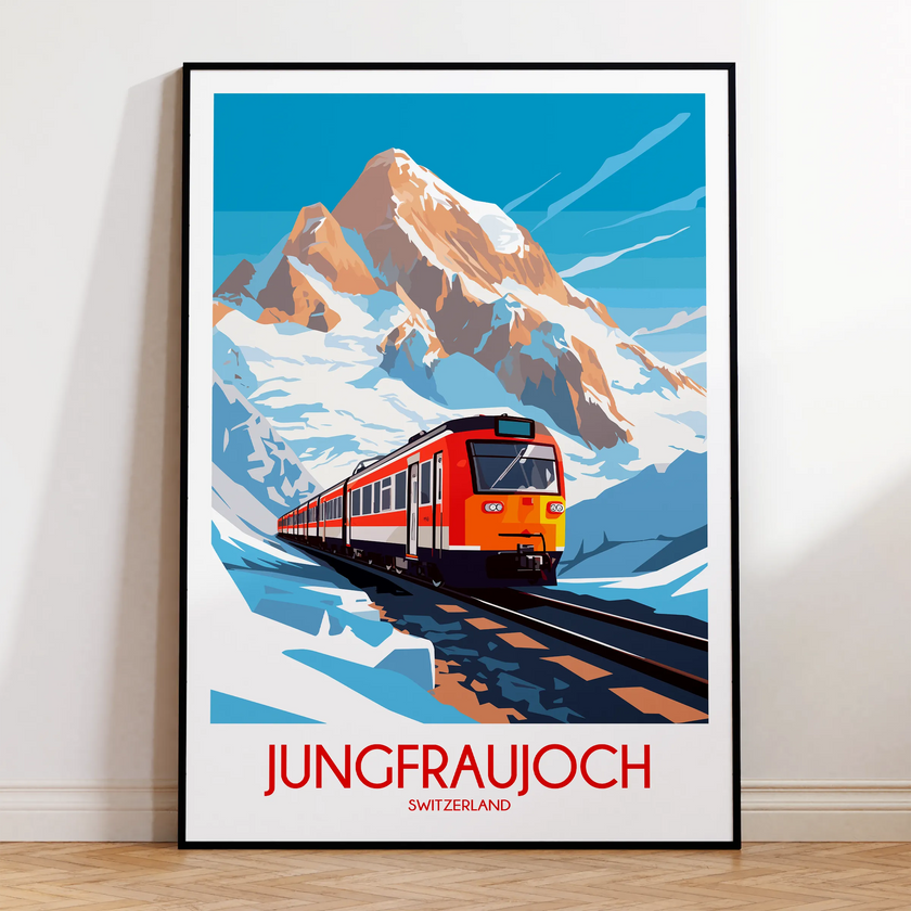 Jungfraujoch Retro Travel Illustration
