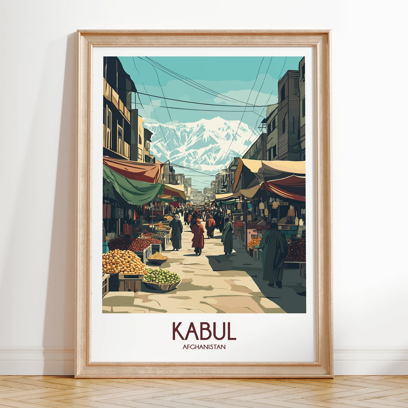Kabul Retro Travel Illustration