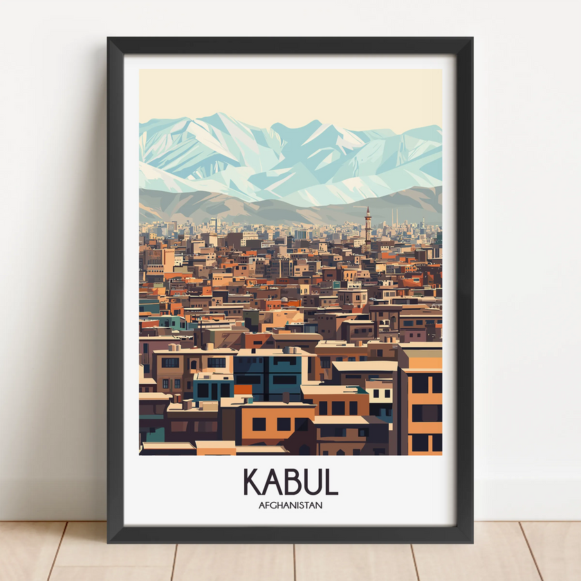 Kabul Retro Travel Illustration