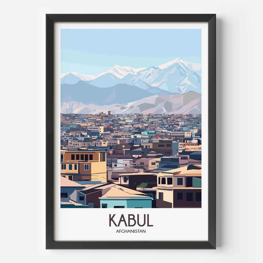 Kabul Retro Travel Illustration