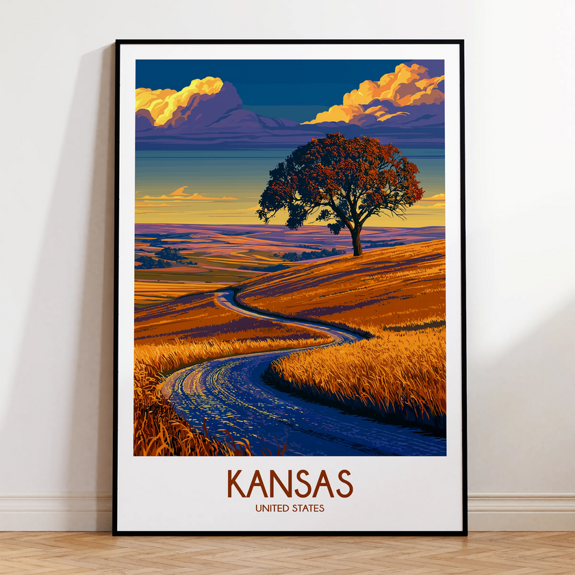 Kansas Modern Travel Poster
