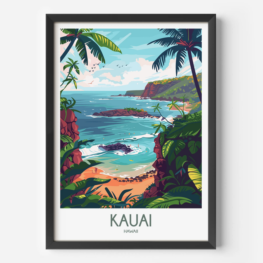 Kauai Modern Travel Poster