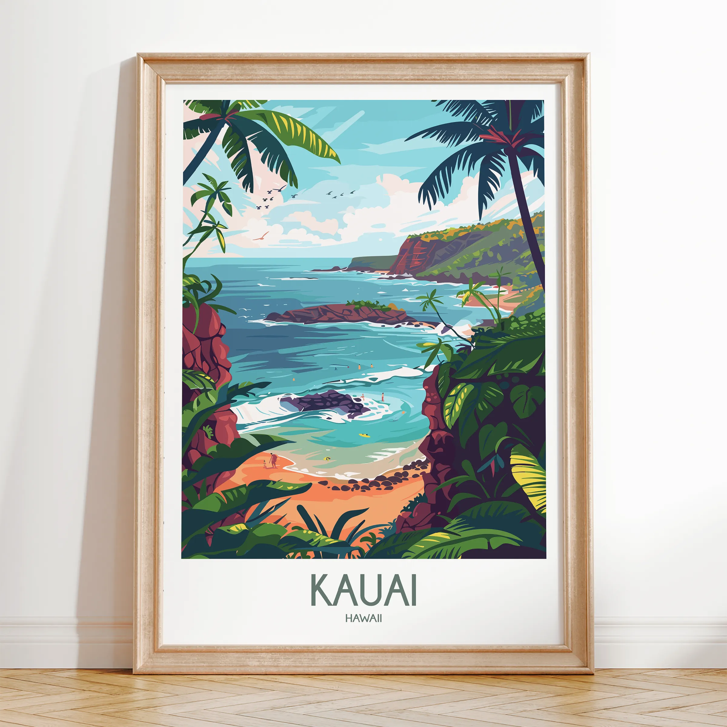 Kauai Retro Travel Illustration