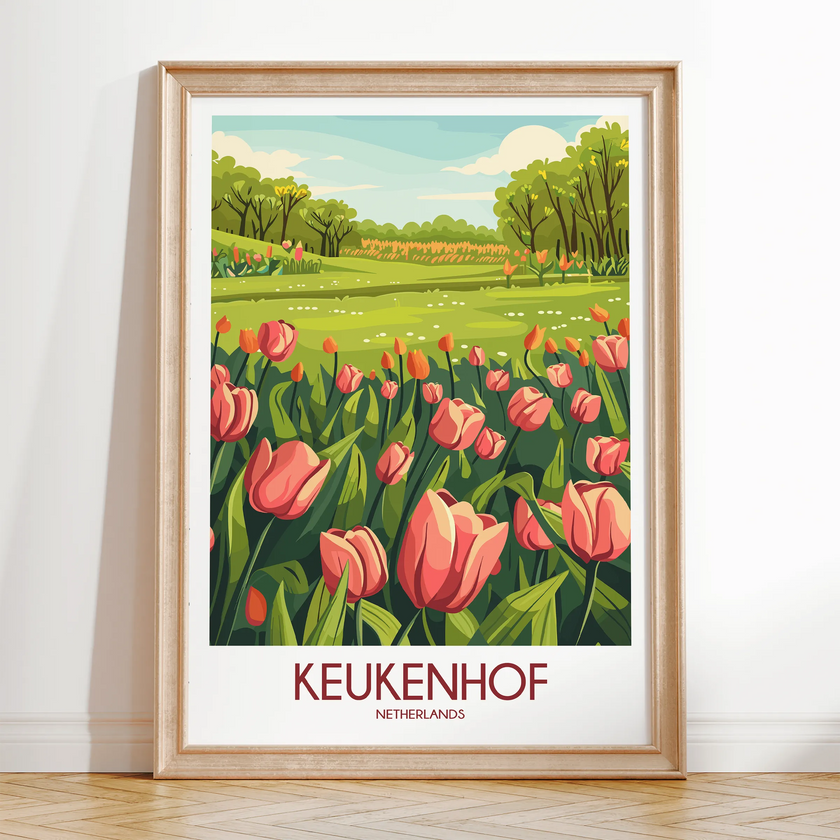 Keukenhof Retro Travel Illustration