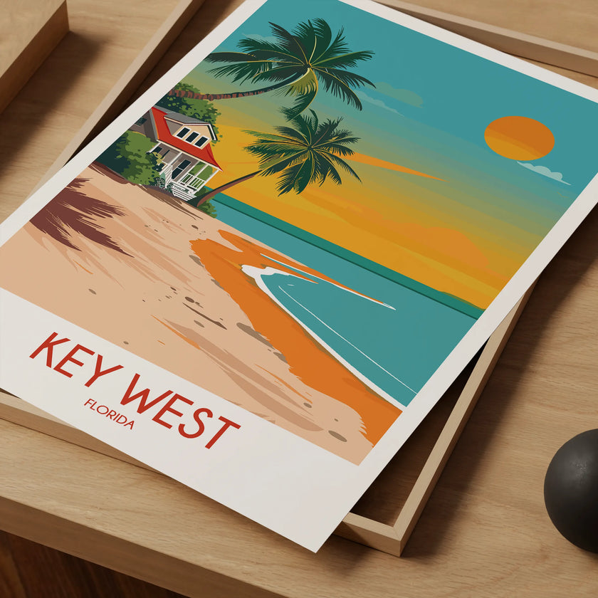Key West Retro Travel Illustration