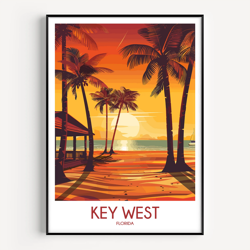 Key West Retro Travel Illustration