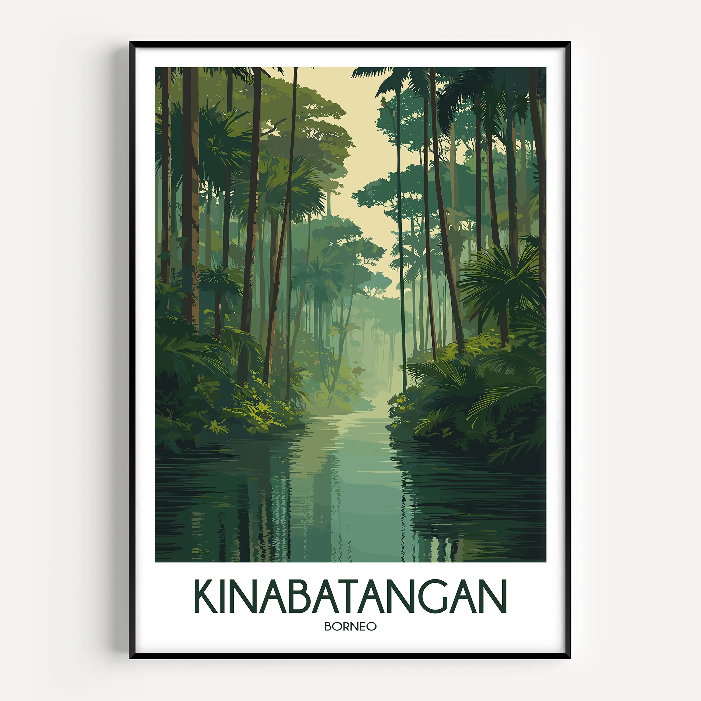 Kinabatangan Retro Travel Illustration