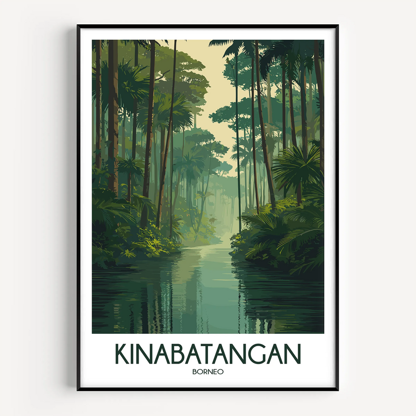 Kinabatangan Retro Travel Illustration