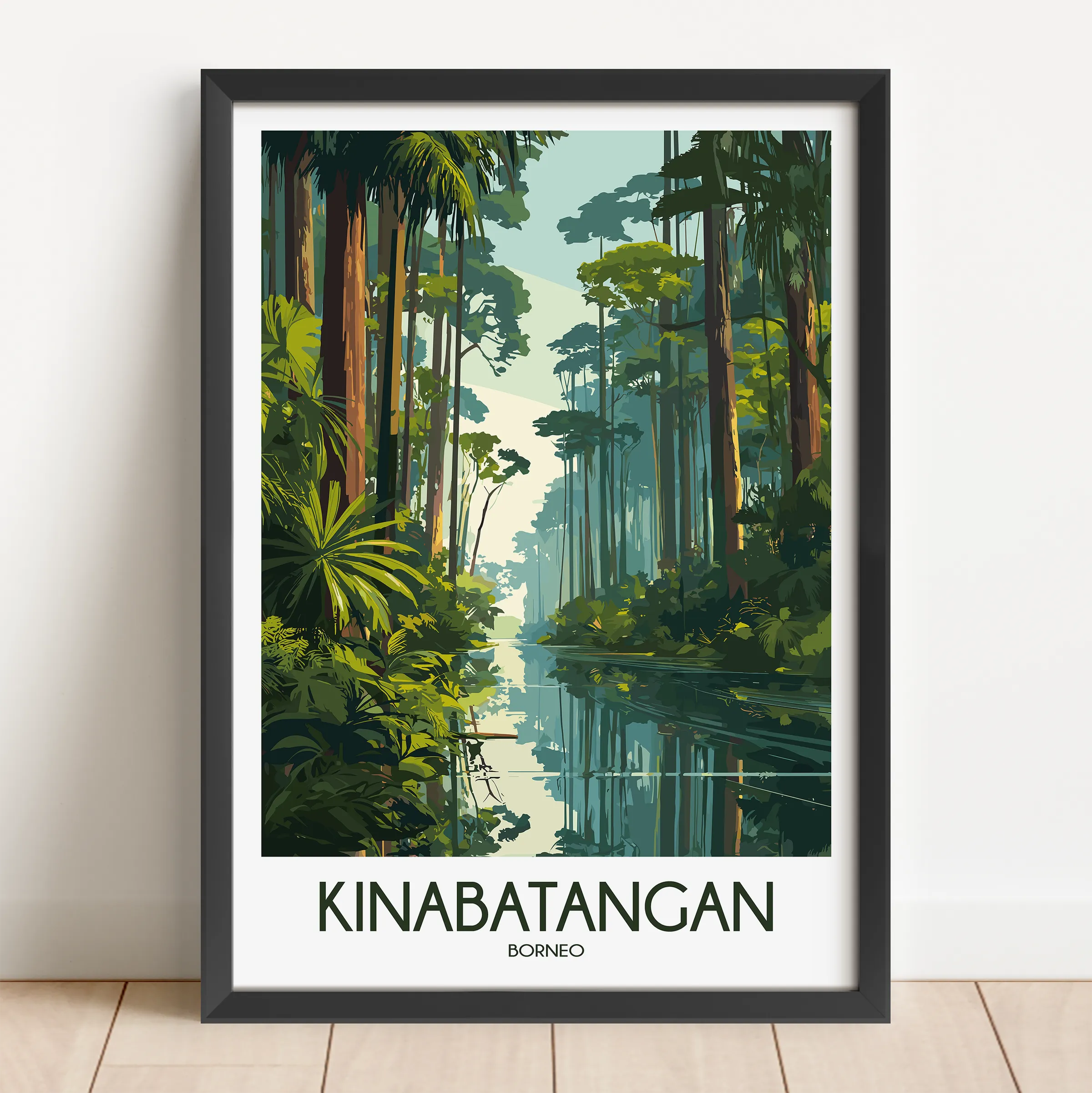 Kinabatangan River Modern Travel Poster