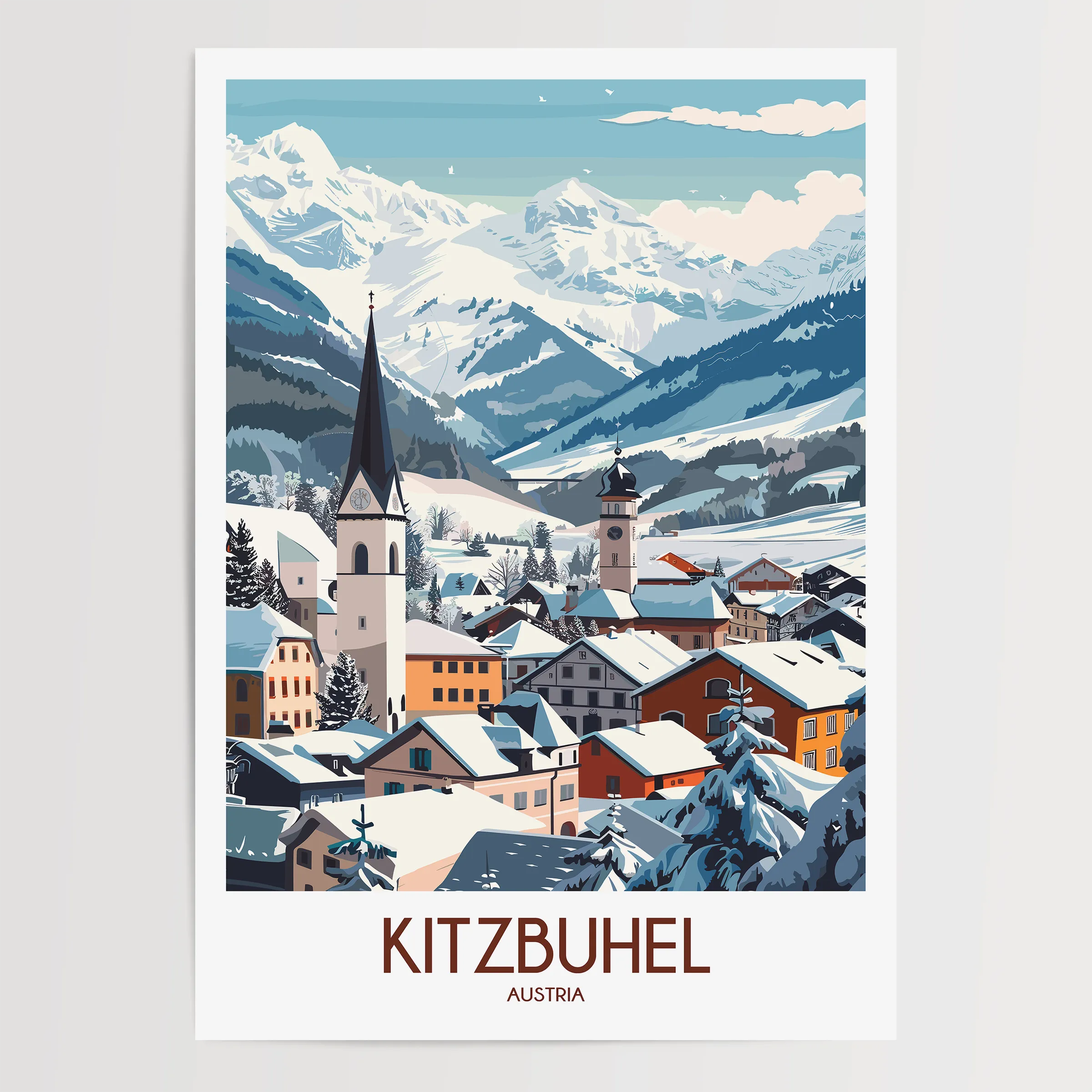 Kitzbuhel Retro Travel Illustration
