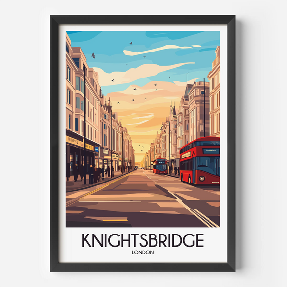 Knightsbridge Retro Travel Illustration