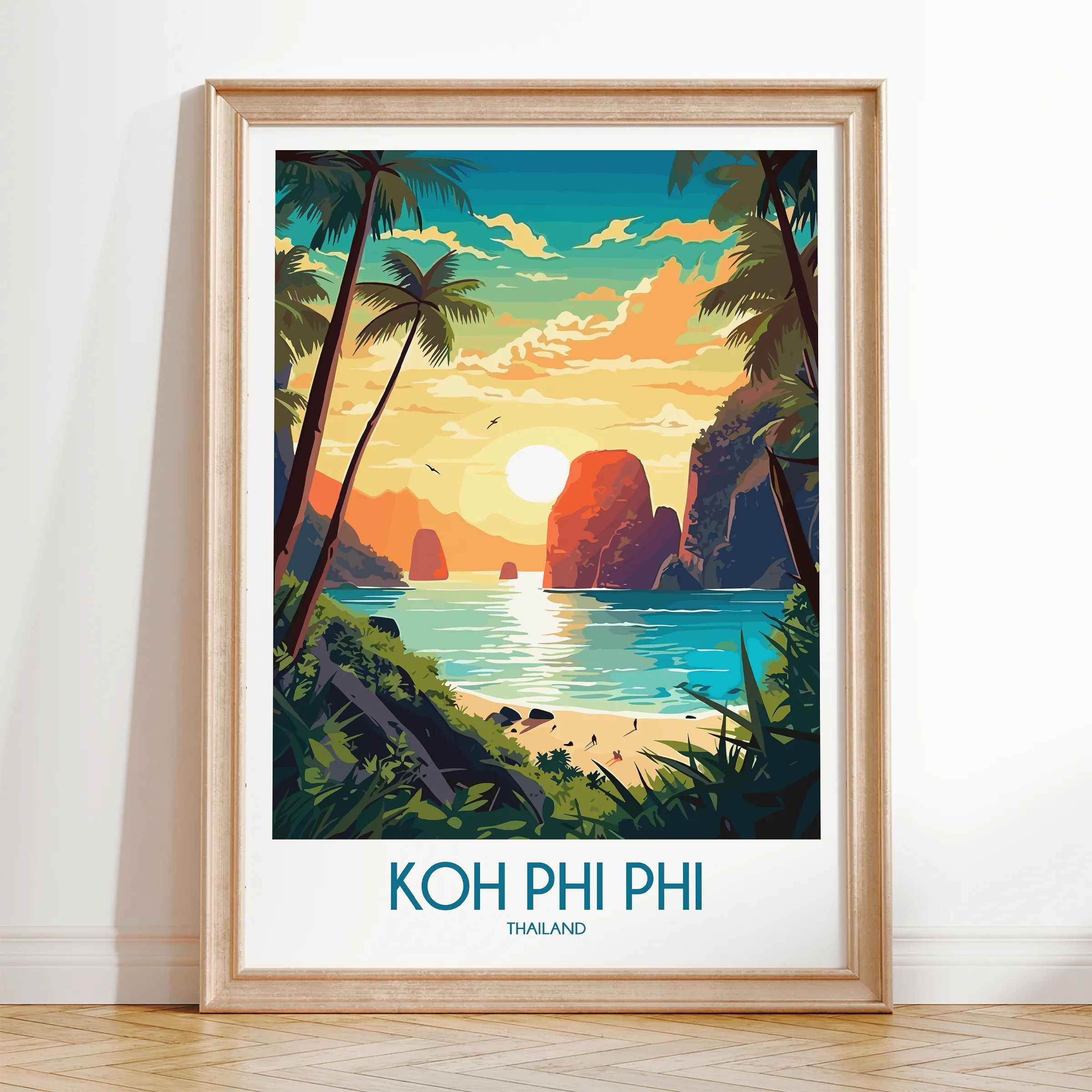Koh Phi Phi Retro Travel Illustration