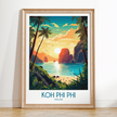 Koh Phi Phi Retro Travel Illustration