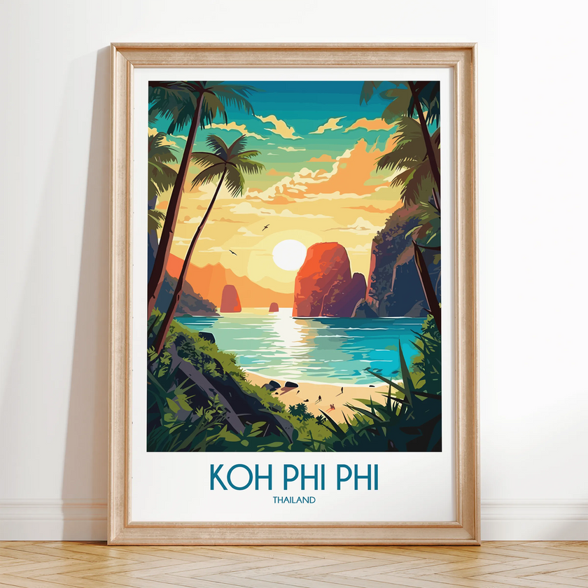 Koh Phi Phi Retro Travel Illustration
