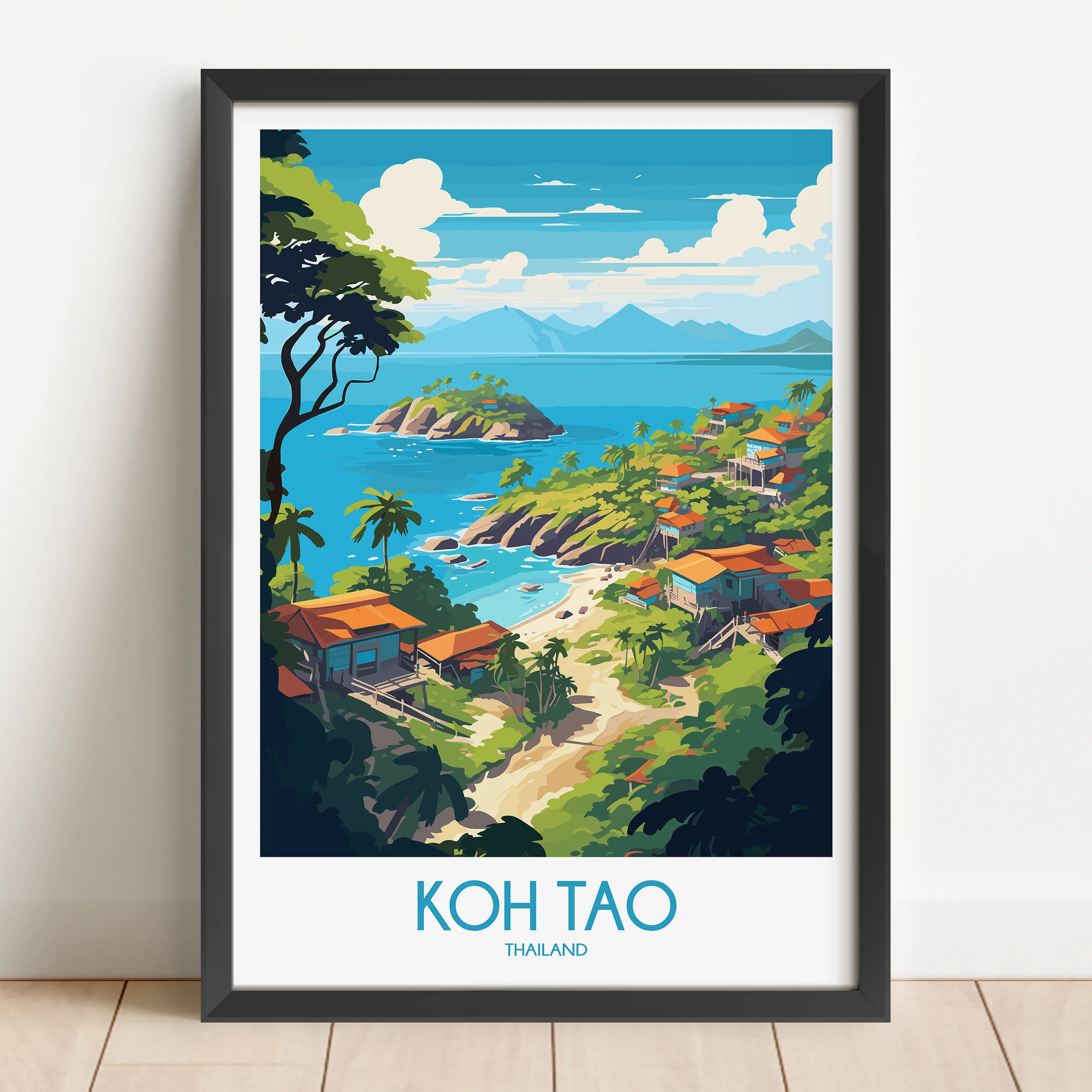 Koh Tao Retro Travel Illustration