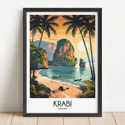 Krabi Retro Travel Illustration