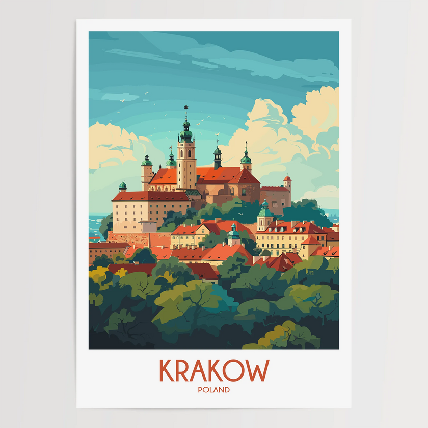 Krakow Modern Travel Poster