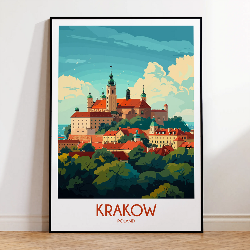 Krakow Retro Travel Illustration