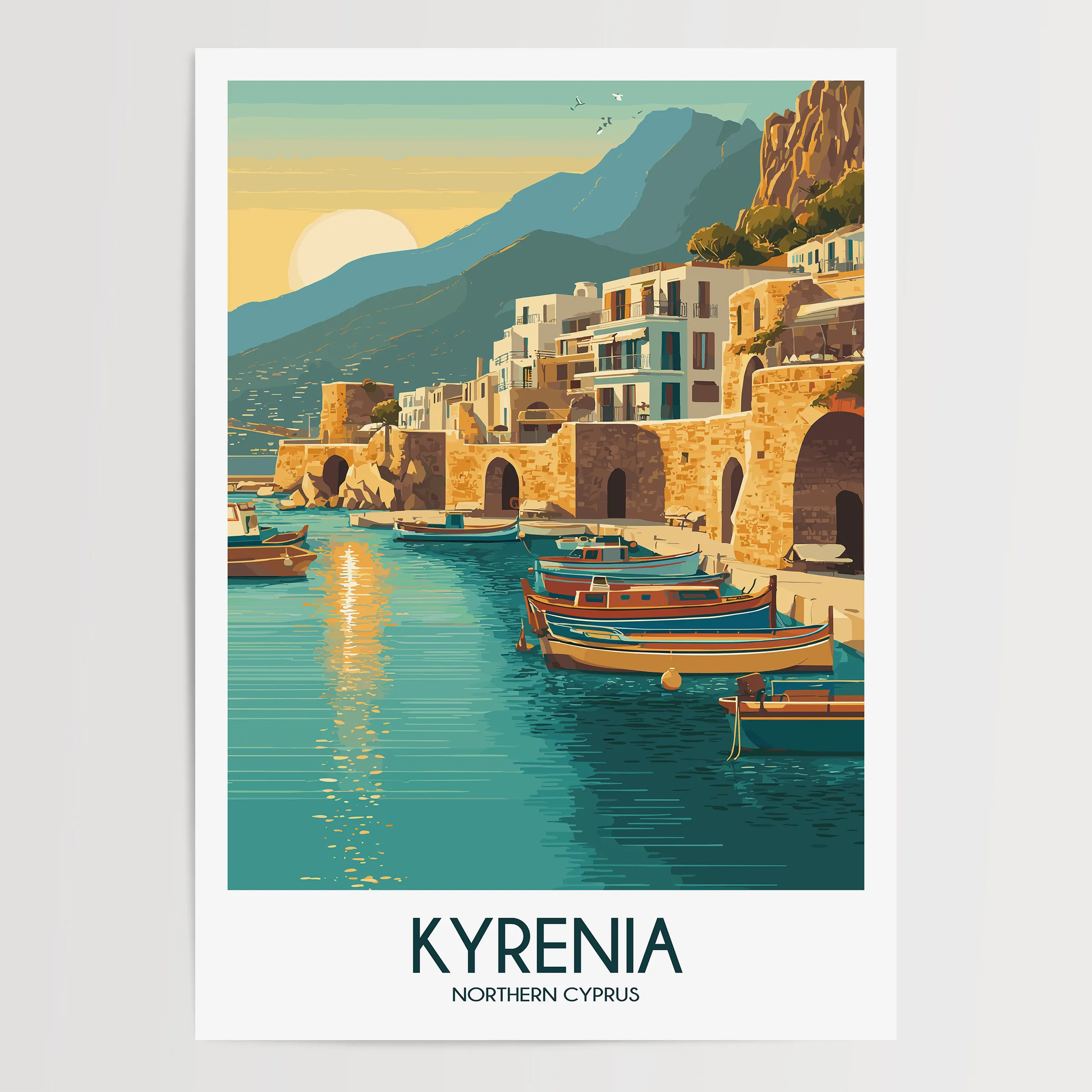 Kyrenia Retro Travel Illustration
