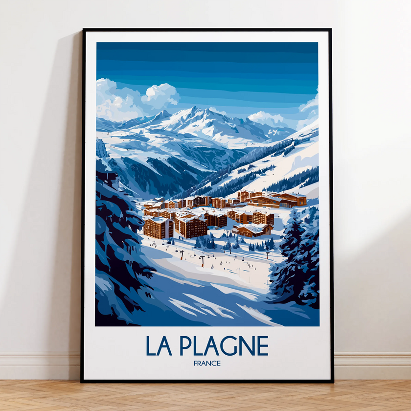 La Plagne Retro Travel Illustration