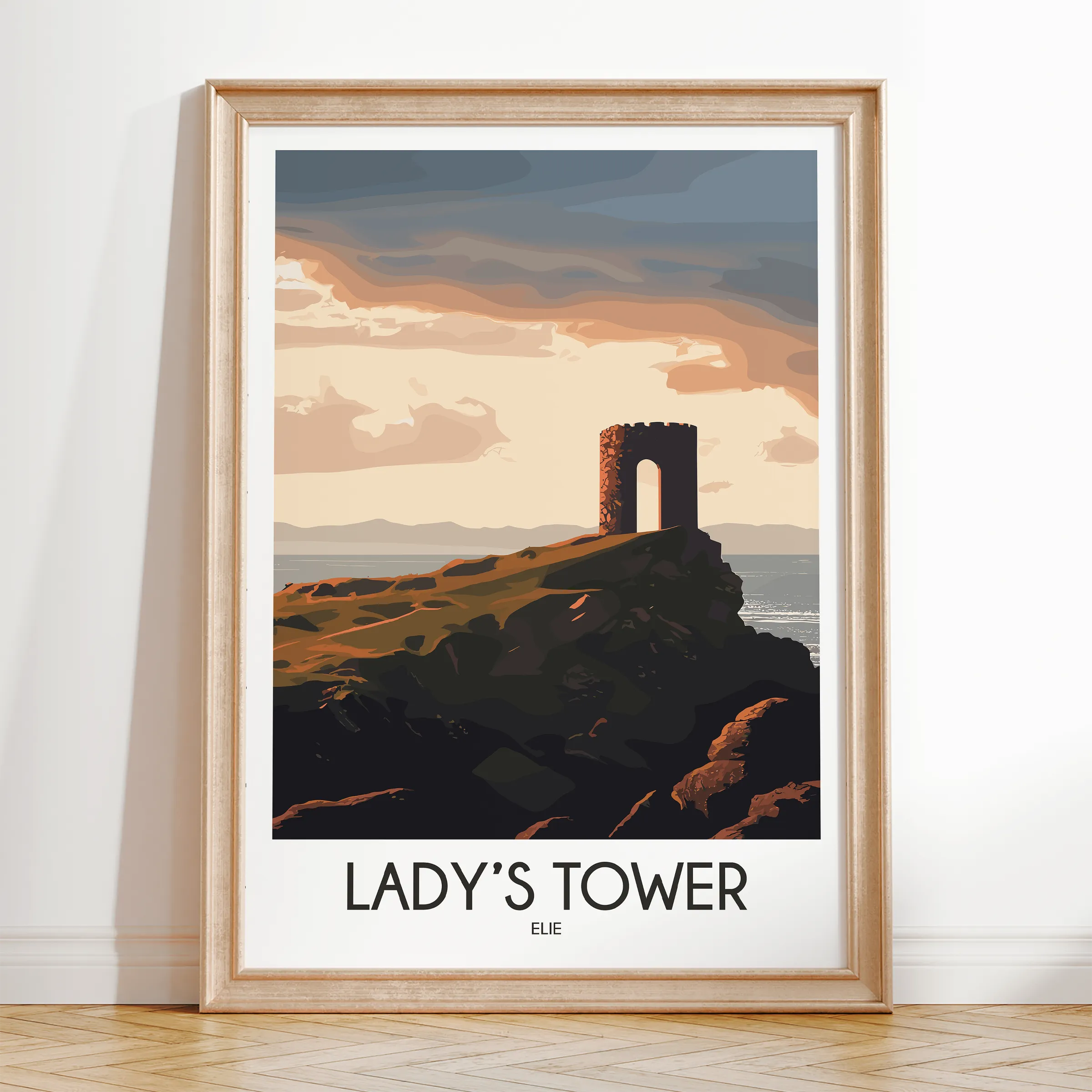 Lady'S Tower Retro Travel Illustration