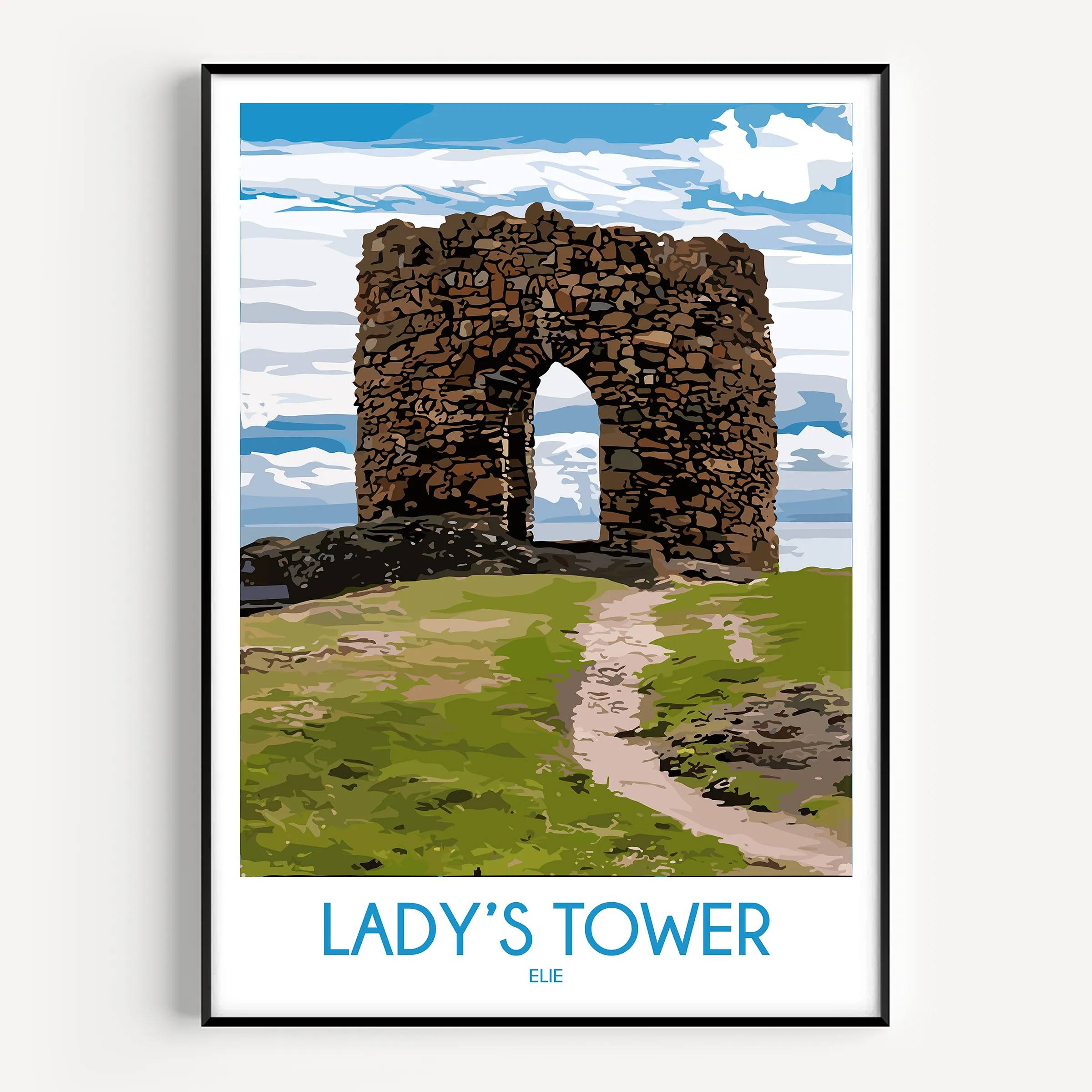 Lady'S Tower Retro Travel Illustration