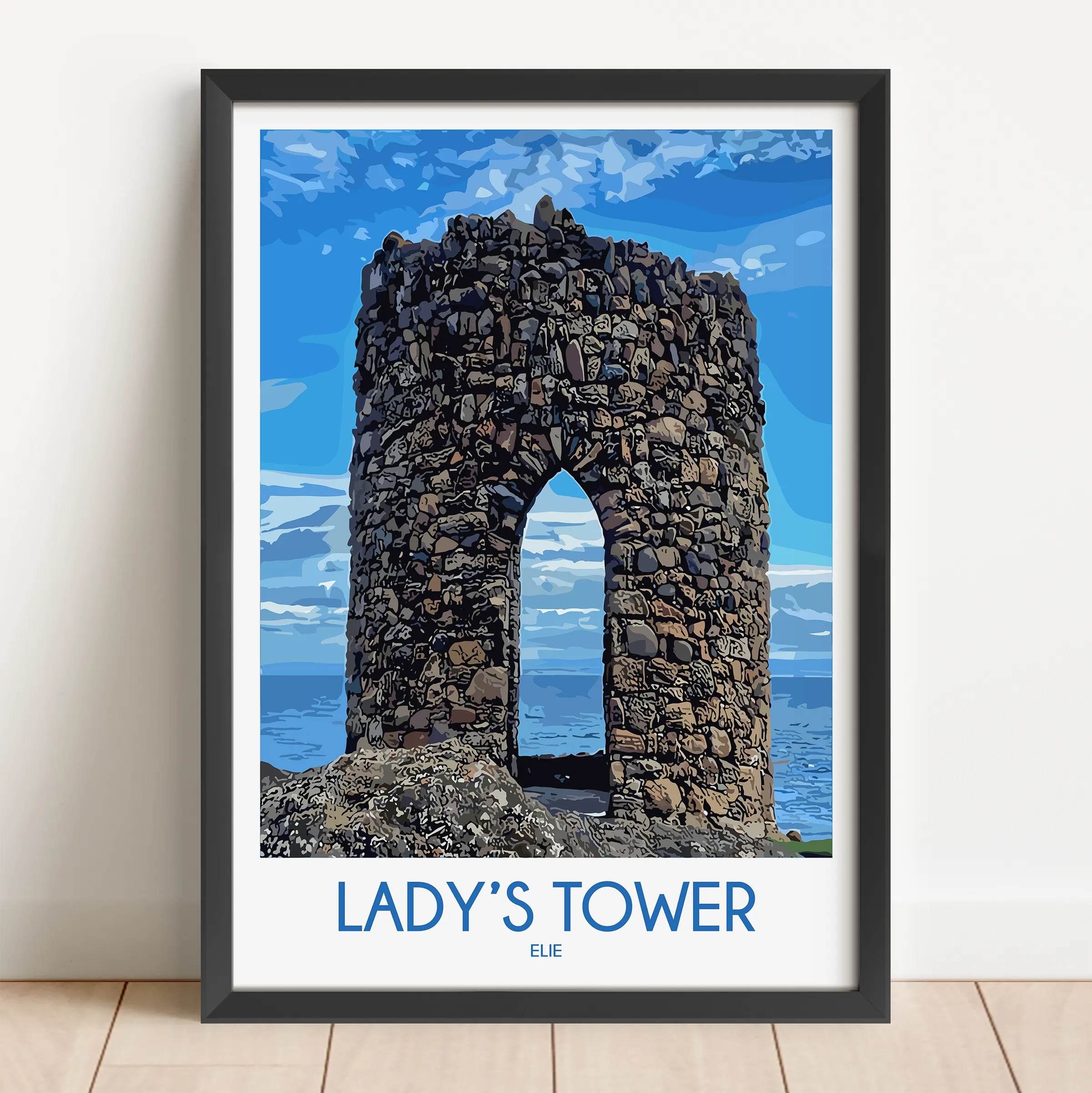 Ladys Tower Retro Travel Illustration
